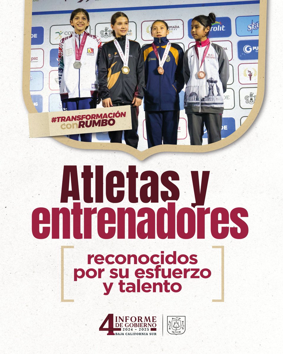 🥇🤝 118 atletas y 54 entrenadores representaron con orgullo a Baja California Sur en los Nacionales CONADE. #TransformaciónConRumbo

Su esfuerzo se tradujo en becas, medallas y más de un millón de pesos en estímulos al talento deportivo.