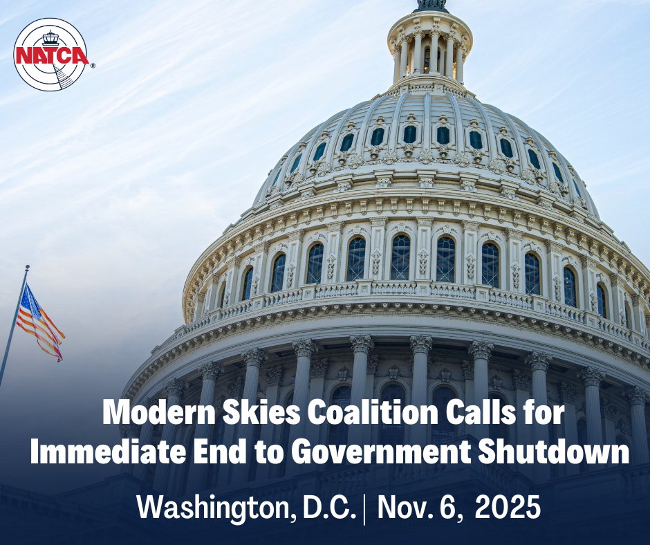 The Modern Skies Coalition (<a href="/FlyModernSkies/">Modern Skies</a>), which <a href="/NATCA/">NATCA</a> is a member of, is calling on Congress to end the government shutdown immediately. Read the group’s full statement: modernskies.com/modern-skies-c…