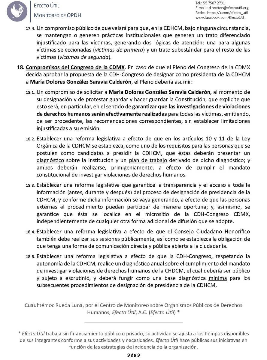 efecto_util's tweet photo. @Congreso_CdMex @CDHCMX @TamarizDavid @shelmanz @Solidaridad1000 @RootMuniz @anara4 @jorgeisraelh @perezespino @ninetologa @ONUDHmexico @CentroVitoriaMX 3. ✉ Agentes responsables. Este documento fue enviado a todxs lxs diputadxs del @Congreso_CdMex y a la propia actual presidenta de la @CDHCMX, Dolores González.

🇲🇽#NoMásTratoSelectivo

3/3 https://t.co/4g6Wi7Tpky