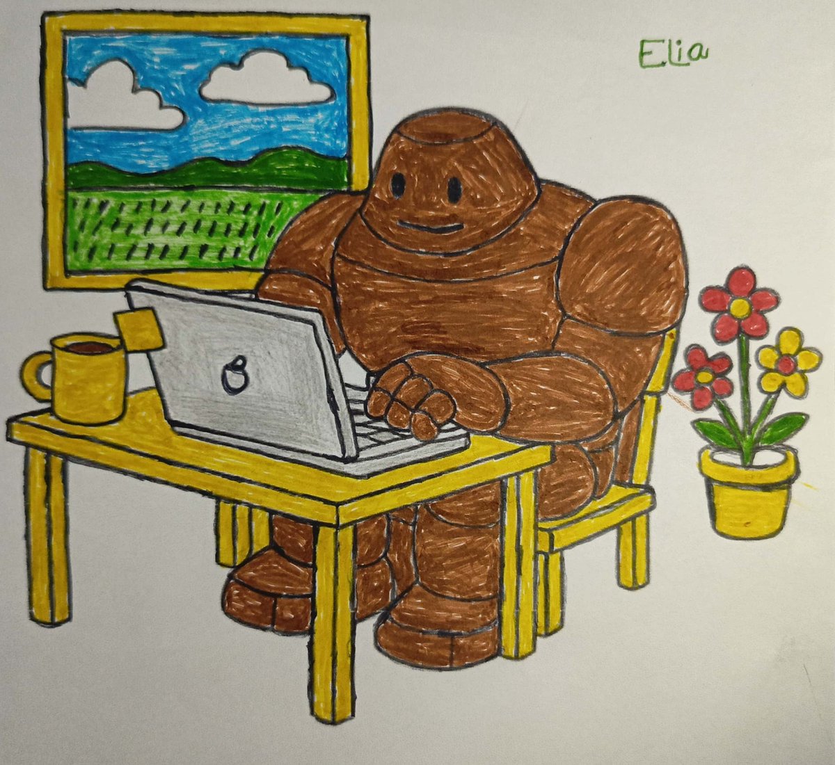 Elia00223's tweet image. &quot;Even the strongest need a little coffee and code. ☕💻
The Seismic spirit  built from stone, powered by imagination. 🌋✨
#SeismicProject 
@xealistt 
@NoxxW3 
@heathcliff_eth 
@BharatWormie