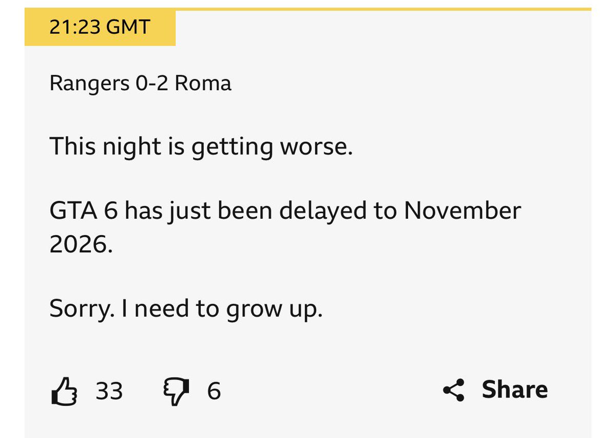 The BBC live text commentator is sick of Rangers 😂😂