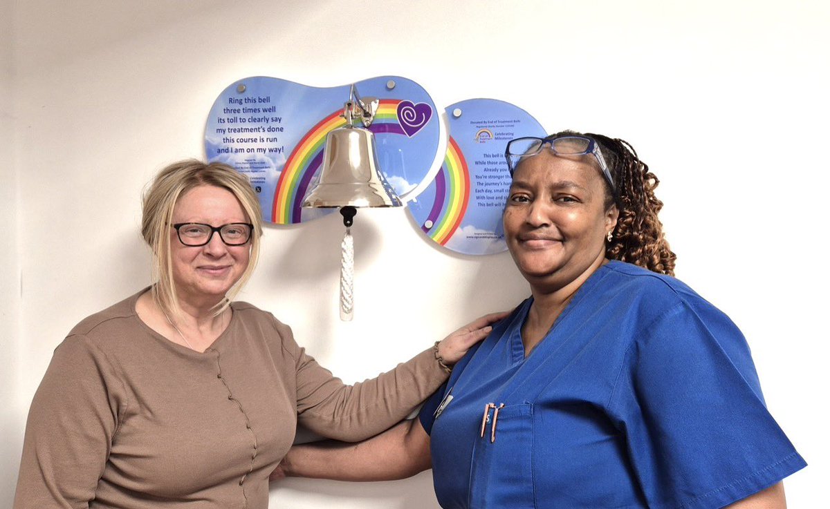 Bell 477 and Milestone Plaque 70 has gone to Thornbury Hospital, part of the Circle Health group. 

Here is a photo of Gwen, one of their lovely patients and Portia one of their oncology nurses.

#celebratingmilestones