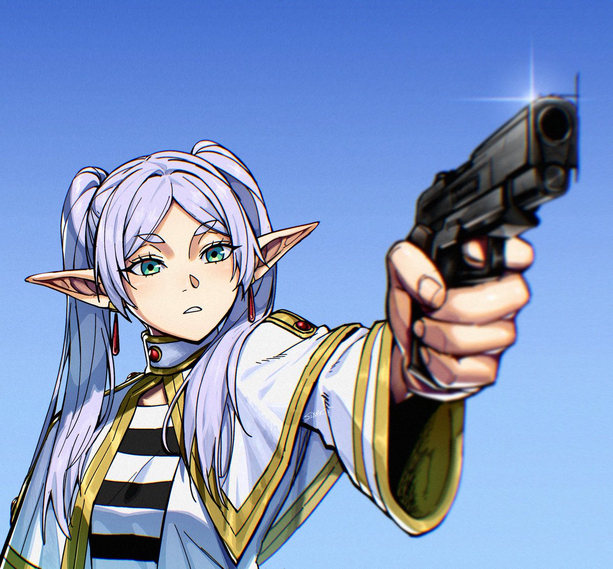 TheTrueFrieren's tweet photo. @GordonDestroyer I don't want to use my mana for something worthless
{Spawns a fucking gun} This is why I keep da Glock on me, Himmel's ultimate ability the instant kill move that defeated the demon king
{G-lock up your doors or get got motherfucker} or whatever he said it's very useful. https://t.co/4KygTZWwlv
