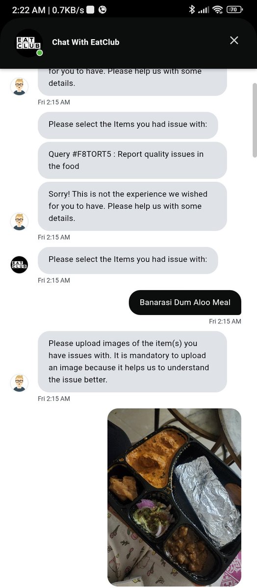Cool24Vaid's tweet photo. @Box8_India truly disappointed!
Ordered Banarasi Dam Aloo Meal with Dal Makhani - got aloo in sweet shahi paneer gravy, chole instead of dal makhani, cold parathas &amp; cold halwa.
Cust executive said this isn’t eligible for refund/replacement.
So customers must eat wrong food? https://t.co/ZW7OeMrtJw