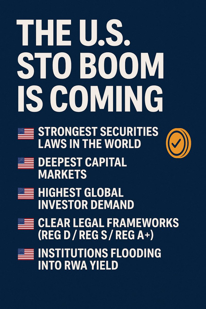 The U.S. STO Boom Is Coming

The biggest capital shift of the decade won’t come from meme coins or hype cycles.

It’ll come from STOs — Security Token Offerings — the only digital asset model built to survive regulation, attract institutions, and represent real rights to real