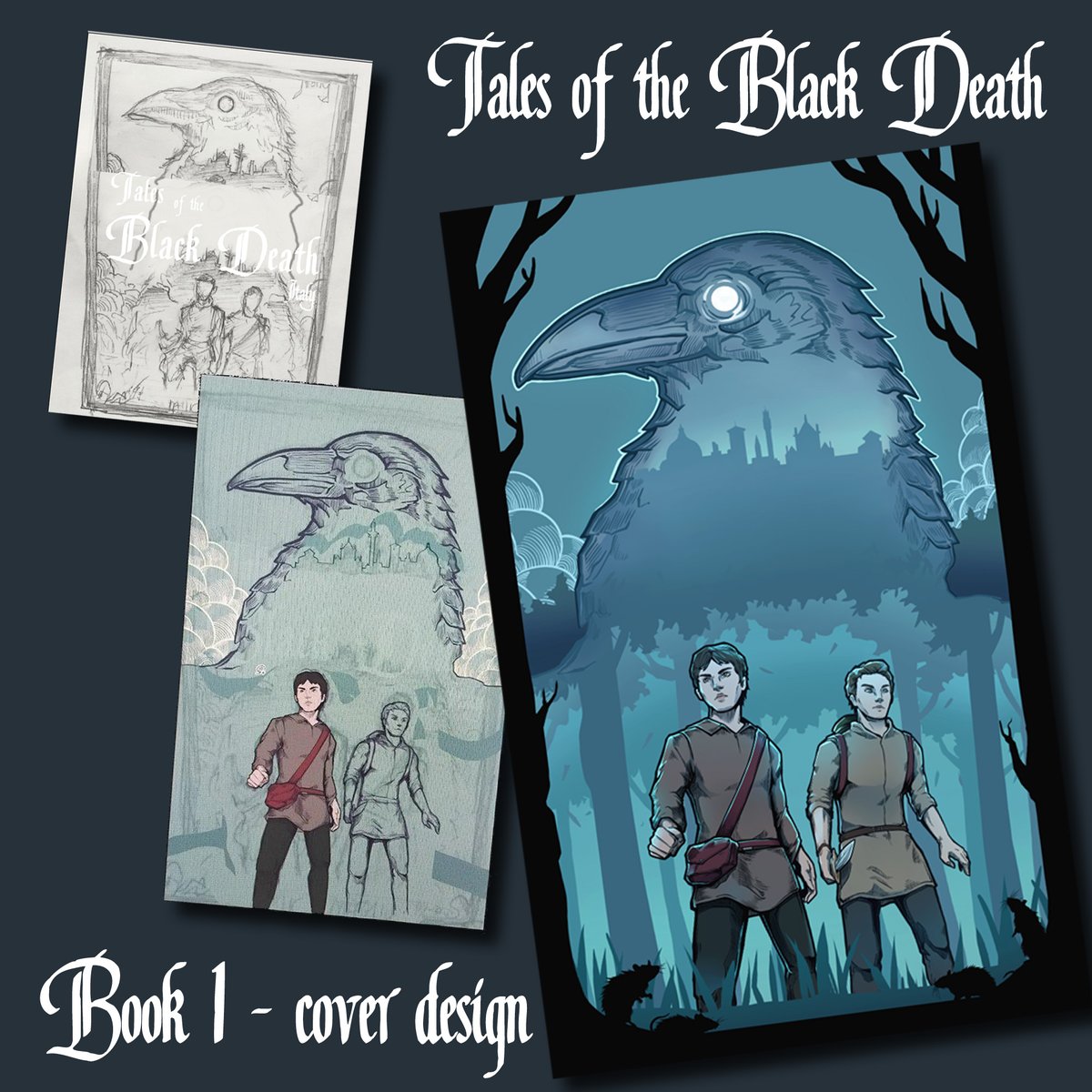 As we continue working on the covers for Tales of the Black Death Parts 2 and 3, I couldn’t resist sharing with you all some work-in-progress art from the first book.