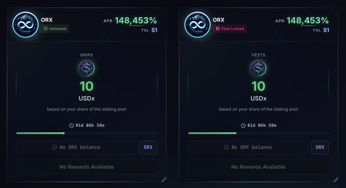 So with this in mind, we can look at the role $ORX filled, and is filling, and how $AU can carry the speculative batton, allowing $ORX to settle into a role as primarily a fee sharing and liquidity incentives token. 

$AU will work very closely with the staking module, to