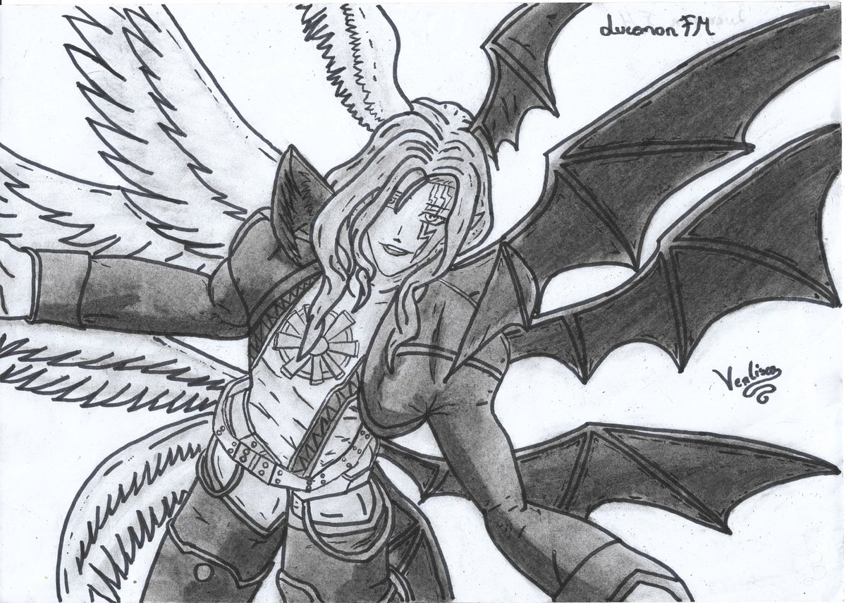 SVariocolor's tweet image. Lucemon FM dibujado con carboncillo, es la primera vez que uso este material y se siente bien diferente la forma de trabajar. #digimonfanart