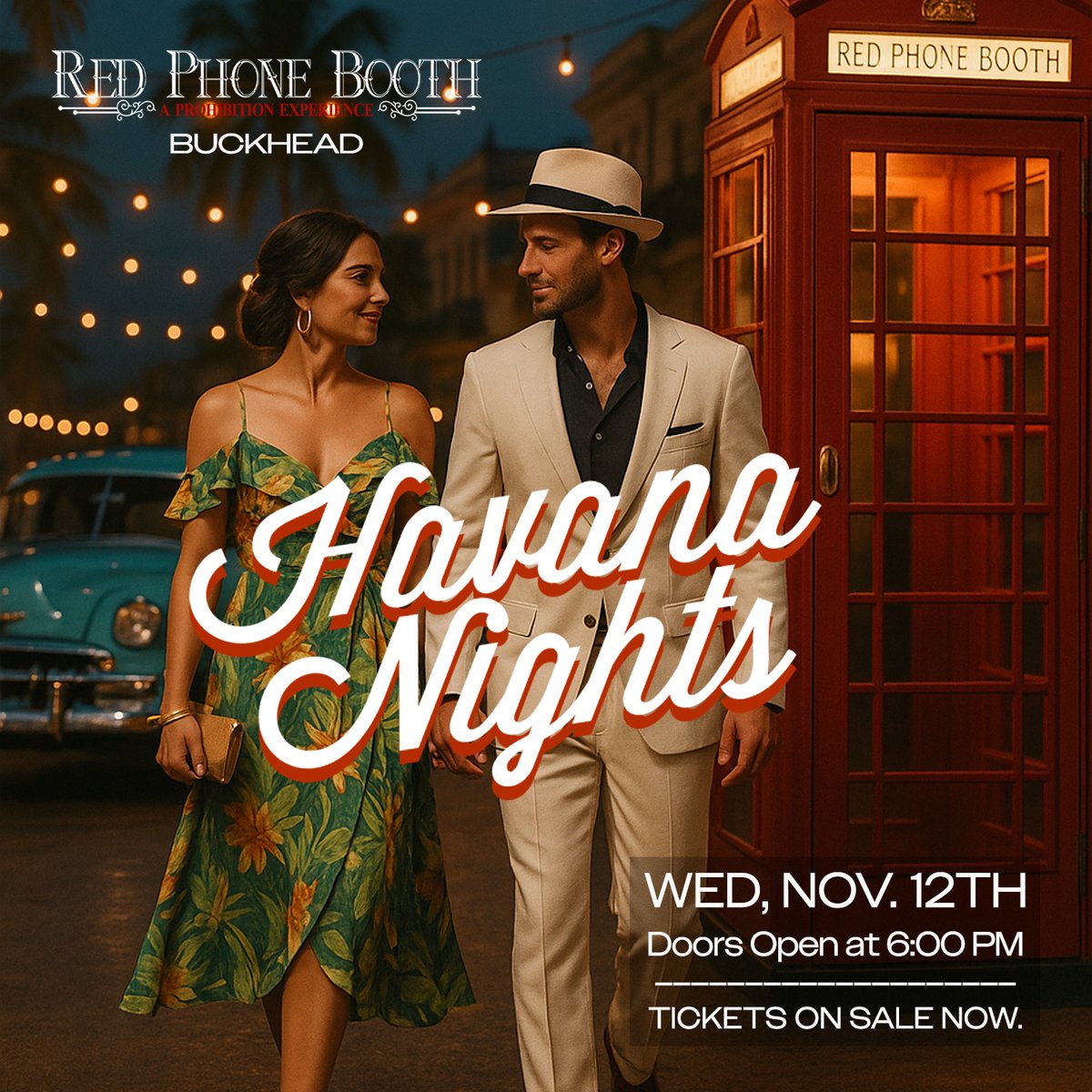 🔥 Havana Nights at Red Phone Booth Buckhead

Live Entertainment by The El Kartel Band
Sizzling Salsa Dancers
Latin-Inspired Menu
Handcrafted Rum Cocktails &amp; Premium Selections

🕕 Doors Open at 6:00 PM

🎟️Tickets: Go to redphonebooth.com or click the link in bio