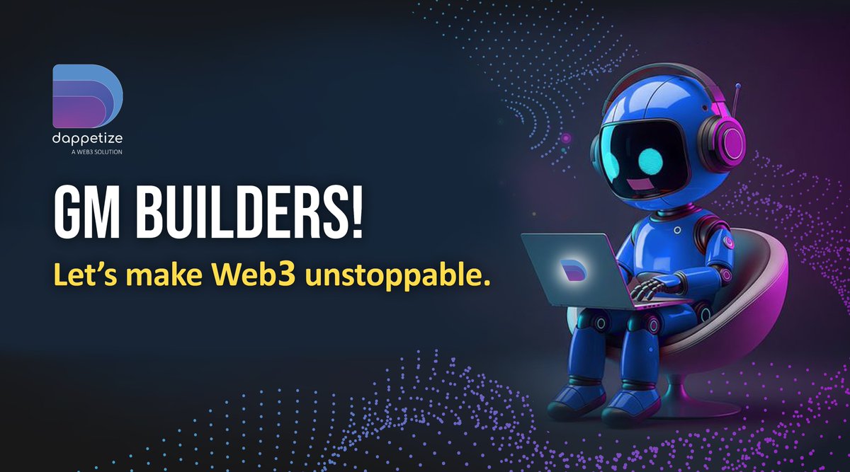 dappetize's tweet photo. GM to every builder pushing Web3 forward 💪

From dApps to DeFi tools — your work drives the ecosystem.
Dappetize is here to give your project the stage it deserves.

$DAPP https://t.co/BIQjzgfmsr