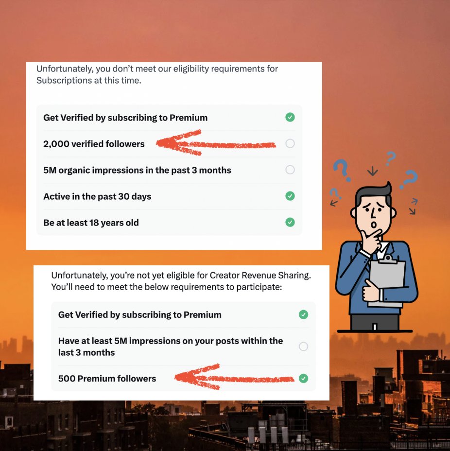 pogopogo27's tweet image. Am I the only guy who was confused between the difference in requirements to get #Creators revenue sharing ?

Thought it was 2000 verified followers, but is for #Subscriptions reward :)

For creator Revenue content : it is 500 verified followers ONLY !

Now, got to hit the 5M…