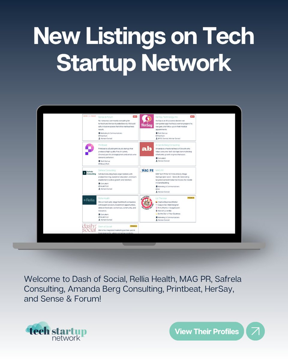 techstartnetwrk's tweet image. Meet the people and possibilities you’ve been looking for by browsing our directory 🔎

Check out this week’s newest listings and many more here: techstartupnetwork.co/directory/