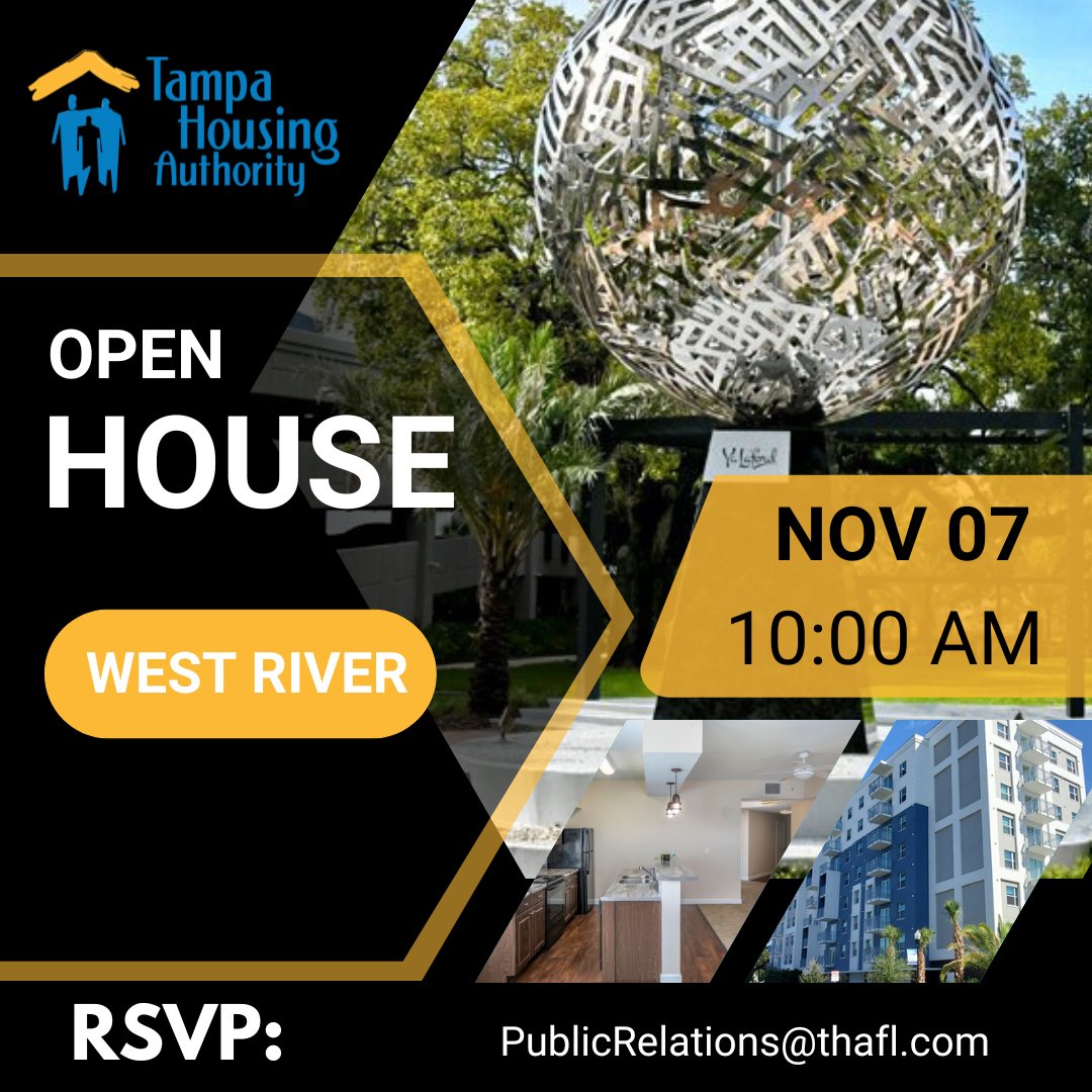 You’re invited! The <a href="/tampahaorg/">Tampa Housing Authority</a> is hosting an Open House on November 7 at 10 AM at the West River location. Come see how THA is building stronger, more inclusive communities across Tampa. 🌆
