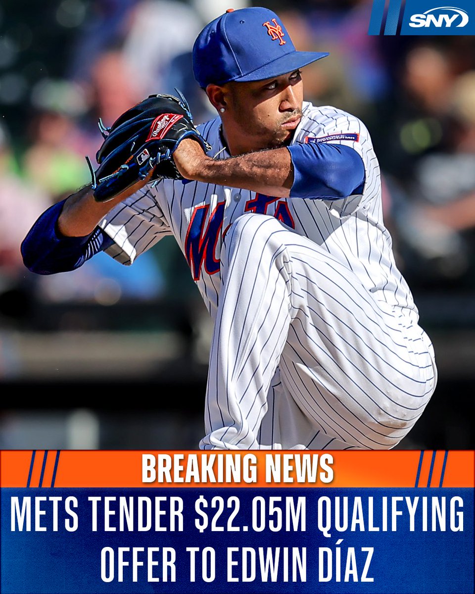 The Mets have officially tendered the $22.05M qualifying offer to Edwin Díaz, per <a href="/JeffPassan/">Jeff Passan</a>