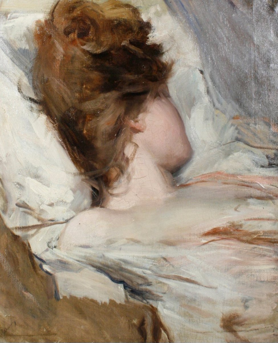 Toulouse-Lautrec and Albert Belleroche were exact contemporaries who first met at the age of eighteen. Belleroche painted Toulouse-Lautrec’s portrait and shared with him an admiration for the model and actress Lili Grenier, whom he depicts here asleep in a work from 1890.