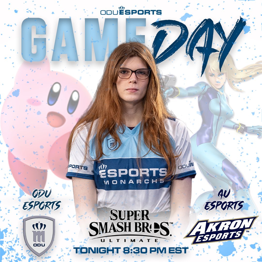 ‼️GAME DAY‼️ Join ODU’s Varsity Super Smash Bros’s Vs. Akron Smash Blue @ 8:30 PM TONIGHT 🔥