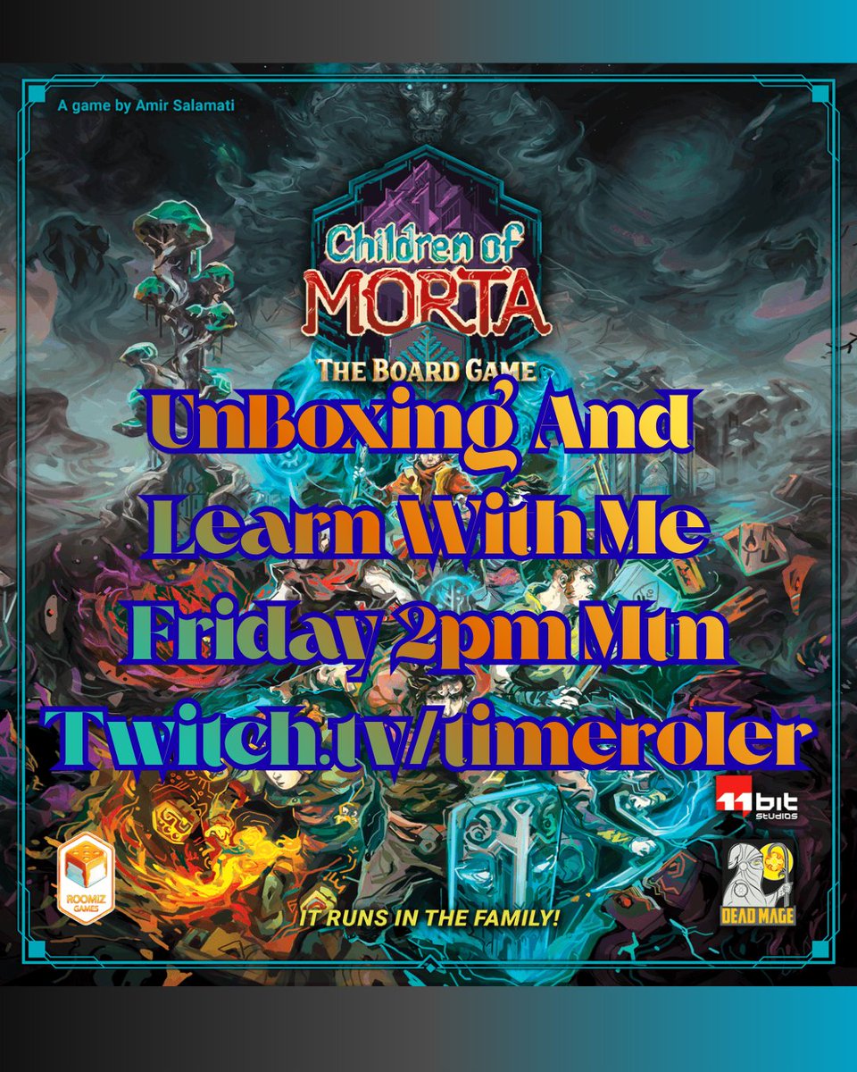 UnBoxing And Learn With Me Children of Morta The Board Game... <a href="/2pm/">Two O'clock</a> Mtn Friday Nov 7th... Twitch.tv/timeroler ... #boardgame #liveplay #twitch Link In Bio... <a href="/luckyduckgames/">Lucky Duck Games</a>