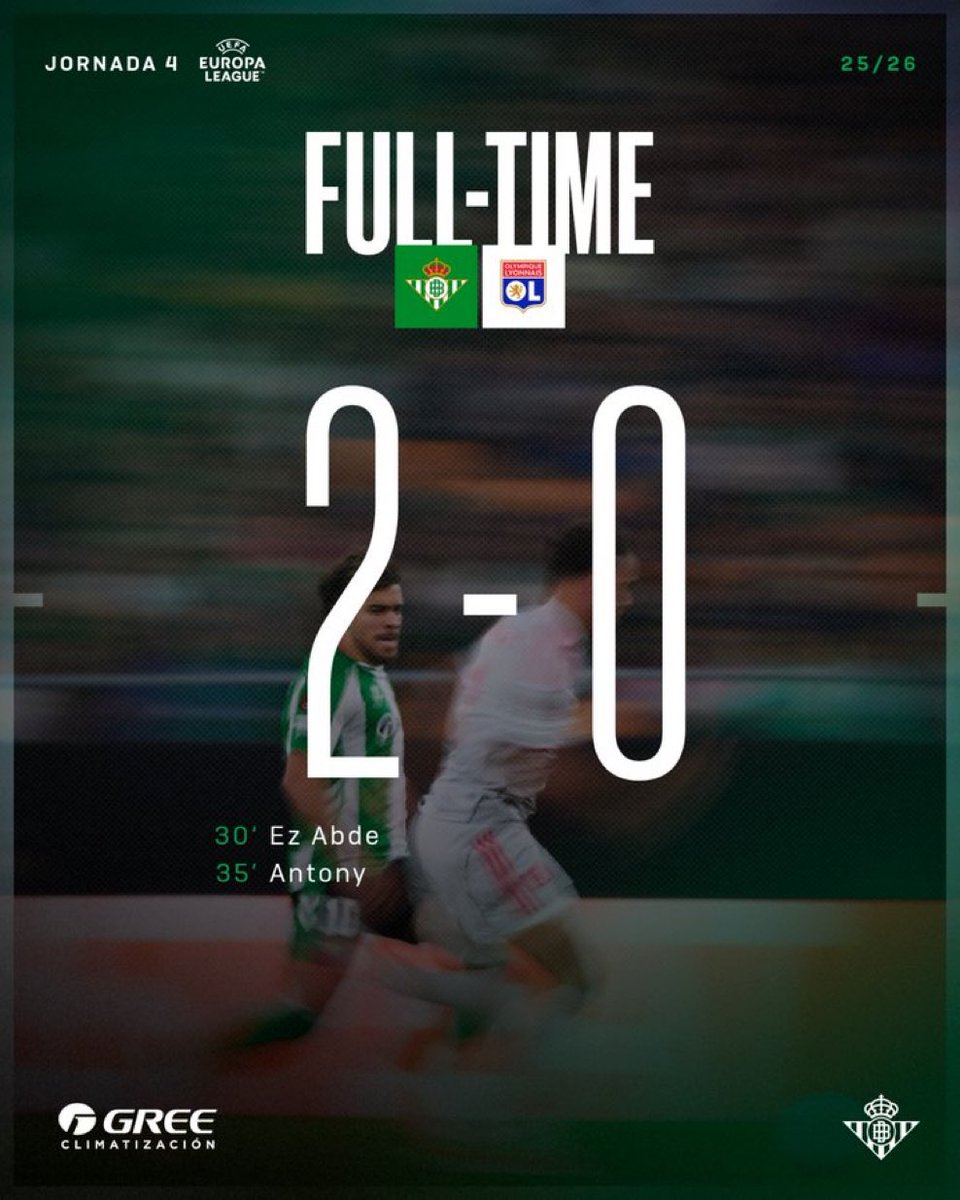 zoninfobe's tweet photo. 💚🚨 FINAL DEL PARTIDO. VICTORIA IMPORTANTE si queremos entrar entre los primeros 8 clasificados. 

#RealBetisOL #RealBetis #EuroBetis #UEL https://t.co/5vGKVrHRW1