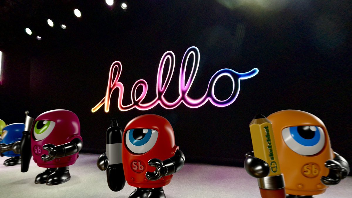 SteveTalkowski's tweet image. Sketchbot on stage at Apple Developer Center! #visionPro