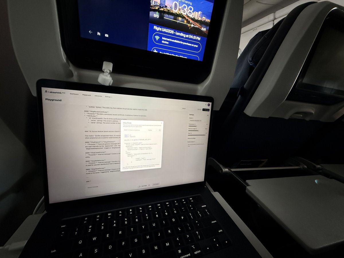 Seeing akashml.com perform flawlessly while cruising at 30,000 feet makes me a happy man.

Akash Chat API users will get access to the platform starting Monday.