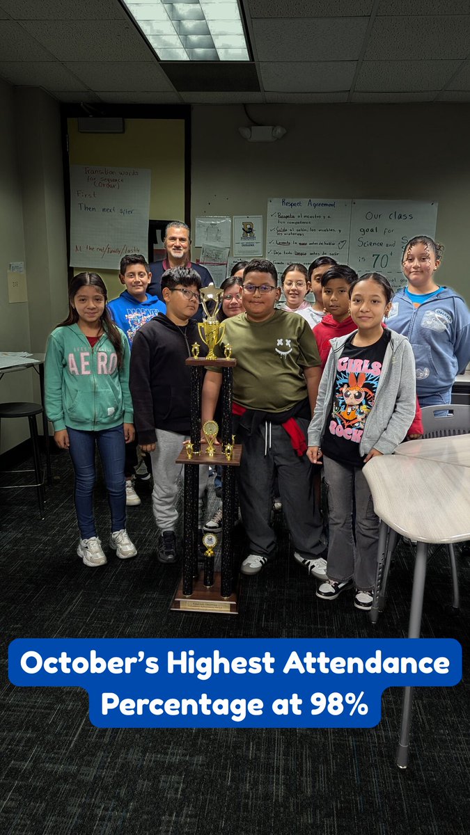👏 Congratulations to our attendance leaders for month of October with 98%! Mr. Juarez's class came ready to learn and grow!
✨ Be here. Be ready. Be your best. #FBISDLevelUp <a href="/FortBendISD/">Fort Bend ISD</a> <a href="/idaford09/">IdaBLead</a>