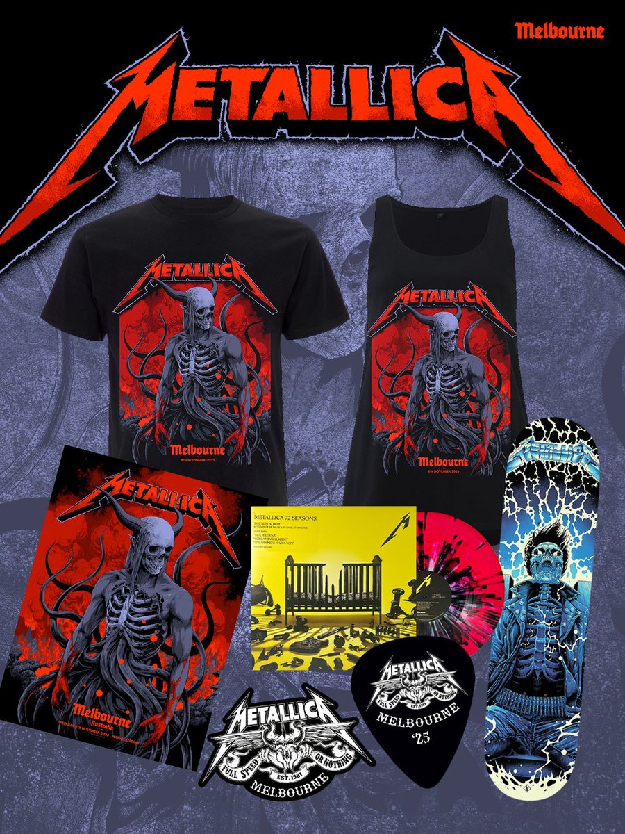 Metallica's tweet image. Score Ken Taylor&apos;s exclusive poster &amp;amp; t-shirt, Luke Preece&apos;s awesome skateboard, and tons of other cool merch you won’t find anywhere else at the #M72Melbourne Pop-Up Shop.

FRI &amp;amp; SAT | 8:30 AM - 8:30 PM
SUN | 8:30 AM - 6 PM

SECOND STORY STUDIOS
222A JOHNSTON ST. 
COLLINGWOOD…