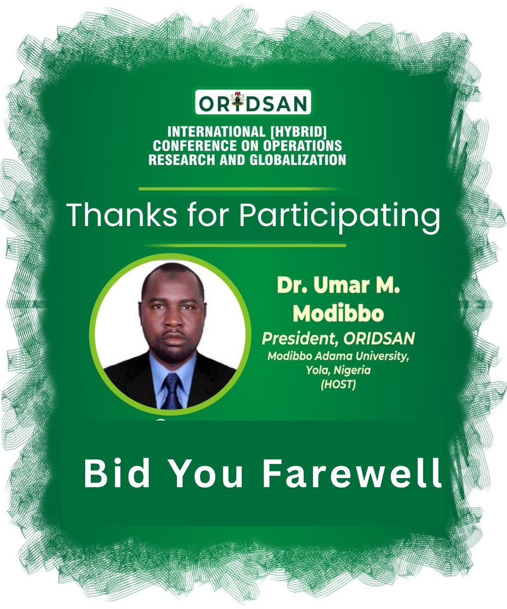 oridsansocial's tweet photo. π The International Conference on Operations Research & Globalization has concluded!
A HUGE thank you to all speakers, presenters, attendees & our host @UnilorinNGR!
What an enriching 4 days (Nov 3-6) at University of Ilorin!π³π¬
#ORIDSAN2025 #OperationsResearch #ORIDSAN https://t.co/ysHe1tSrbe