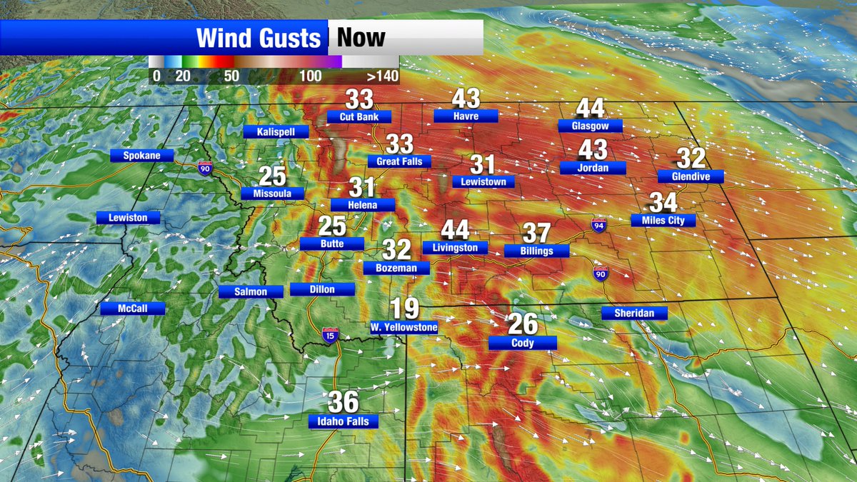 MarkHeyka's tweet image. Winds are once again howling across Montana, with a 44 mph gust at Glasgow and Livingston, 43 mph gusts at Havre and Jordan and 37 mph gust in Billings.
 #NonStopLocal #ABCFoxMontana #mtwx