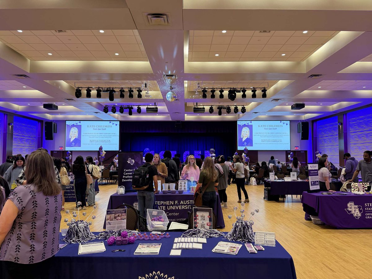 SFASU's tweet image. Today, we celebrated our first-generation Lumberjacks — the trailblazers breaking new ground for their families. Their determination inspires us all! 🪓💜🌲✨ #GenJacks #FirstGenCelebration #AxeEm