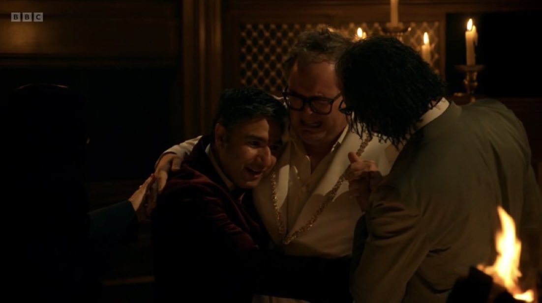 Cloella's tweet photo. When Linda from HR starts crying about her divorce at the Christmas party after a few too many pornstar cocktails. #CelebrityTraitors https://t.co/OY9EBtyrkT