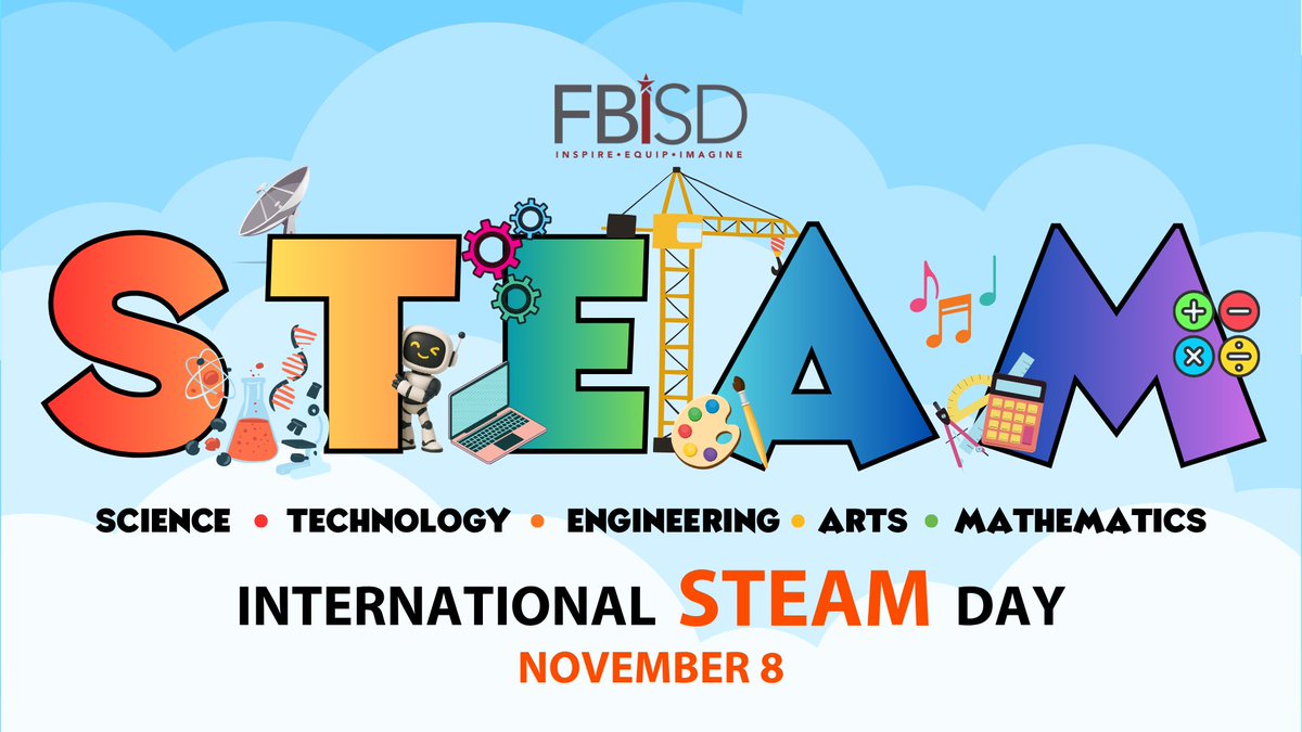 Happy International STEAM Day, FBISD family! 🔬🎨
Today we celebrate the curiosity, creativity, and problem-solving skills that flourish when students engage in science, technology, engineering, the arts, and mathematics.

Thank you to our dedicated educators and community