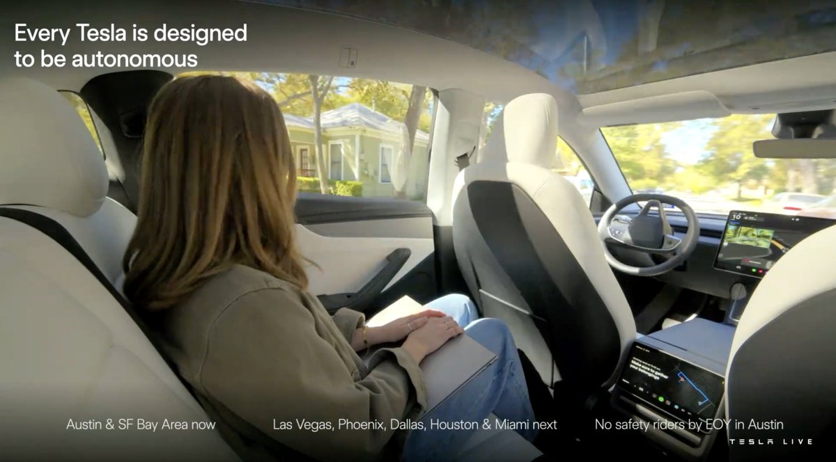NEWS: Tesla has shared the next locations for Robotaxi

📍Las Vegas 
📍Phoenix 
📍Dallas 
📍Houston 
📍Miami

And, as previously stated, no safety operators in Austin before the end of the year