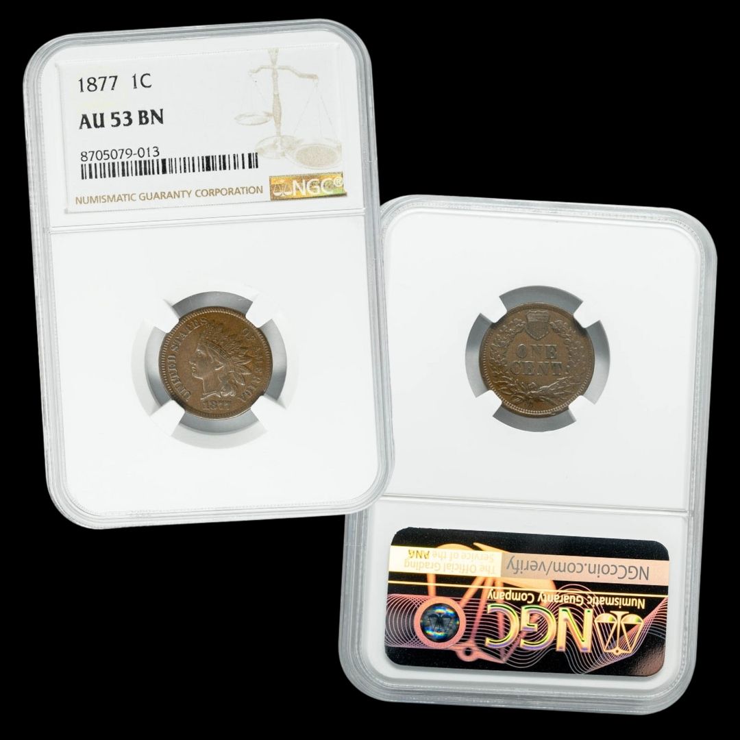 nfccoins's tweet photo. It's throwback Thursday, and we're showcasing this 1877 Indian Head Cent 1C AU53BN NGC.
Website: https://t.co/UvNfz2dC69
eBay: https://t.co/V8R6DIpY7z
#tnfc #ThrowbackThursday #Numismatics #ngccoins #collectorsedition #oldcoins #onecent https://t.co/P8xSiDRcmv