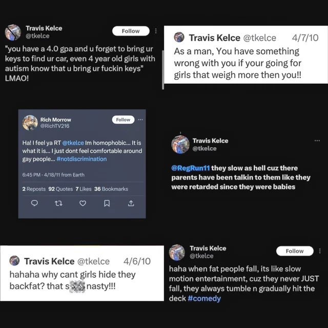 tiredasslesbian's tweet image. But when Travis Kelce’s old tweets are brought up it’s “he was just a 21 year old baby, people change 🥺”