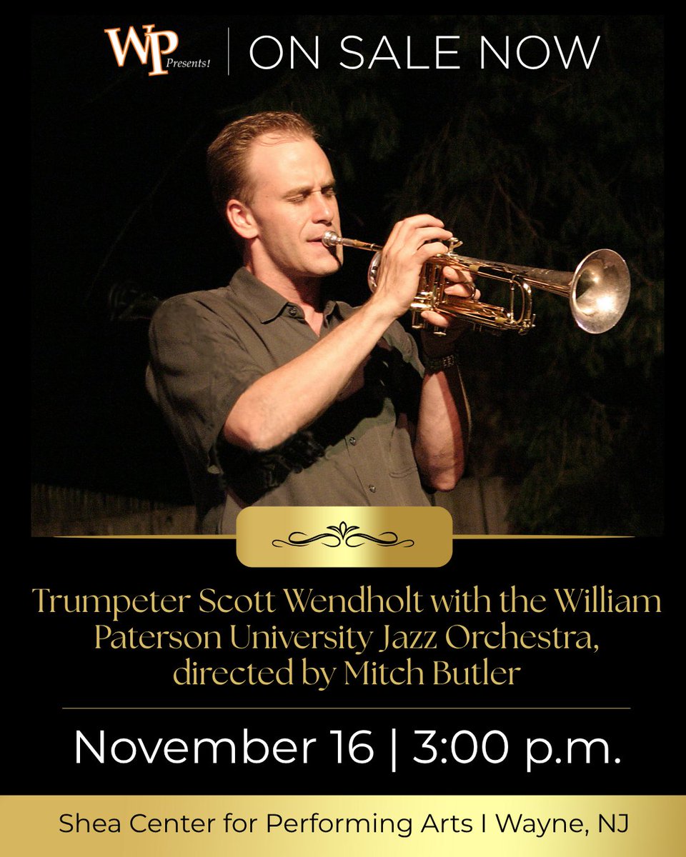 🎺 Next Sunday's #Jazz Room concert features one of the main voices of the iconic Vanguard Jazz Orchestra, trumpeter Scott Wendholt. He's paired with the WP Jazz Orchestra led by WP's new Jazz Studies coordinator, Dr. Mitch Butler. 🎶
 
🎟 Get tickets now! sheacenter.vbotickets.com/event/jazz_roo…