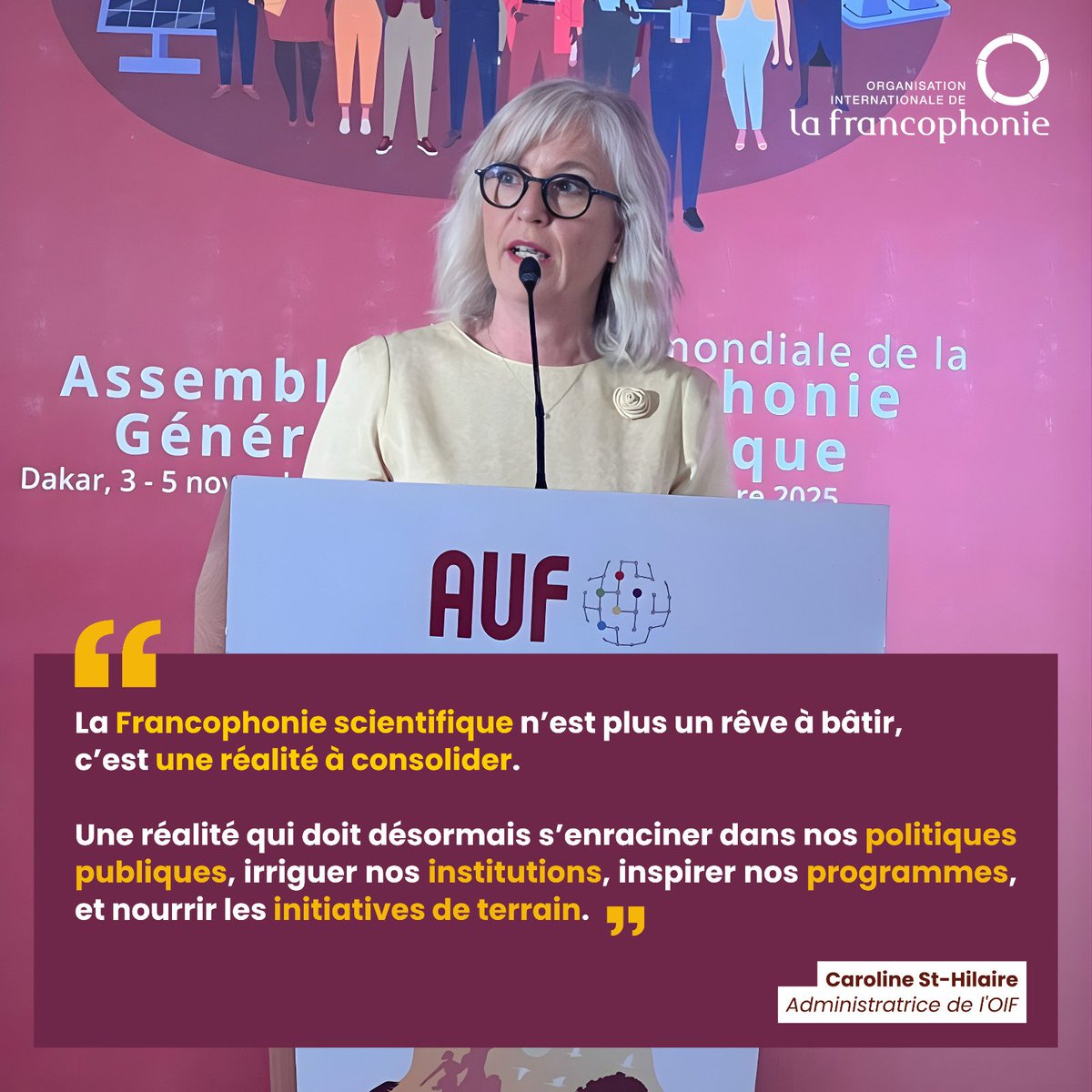 OIFrancophonie's tweet image. &quot; Dakar aura été, cette semaine, le symbole d’un engagement collectif. &quot;

-@Sthilairec, Administratrice de l&apos;OIF