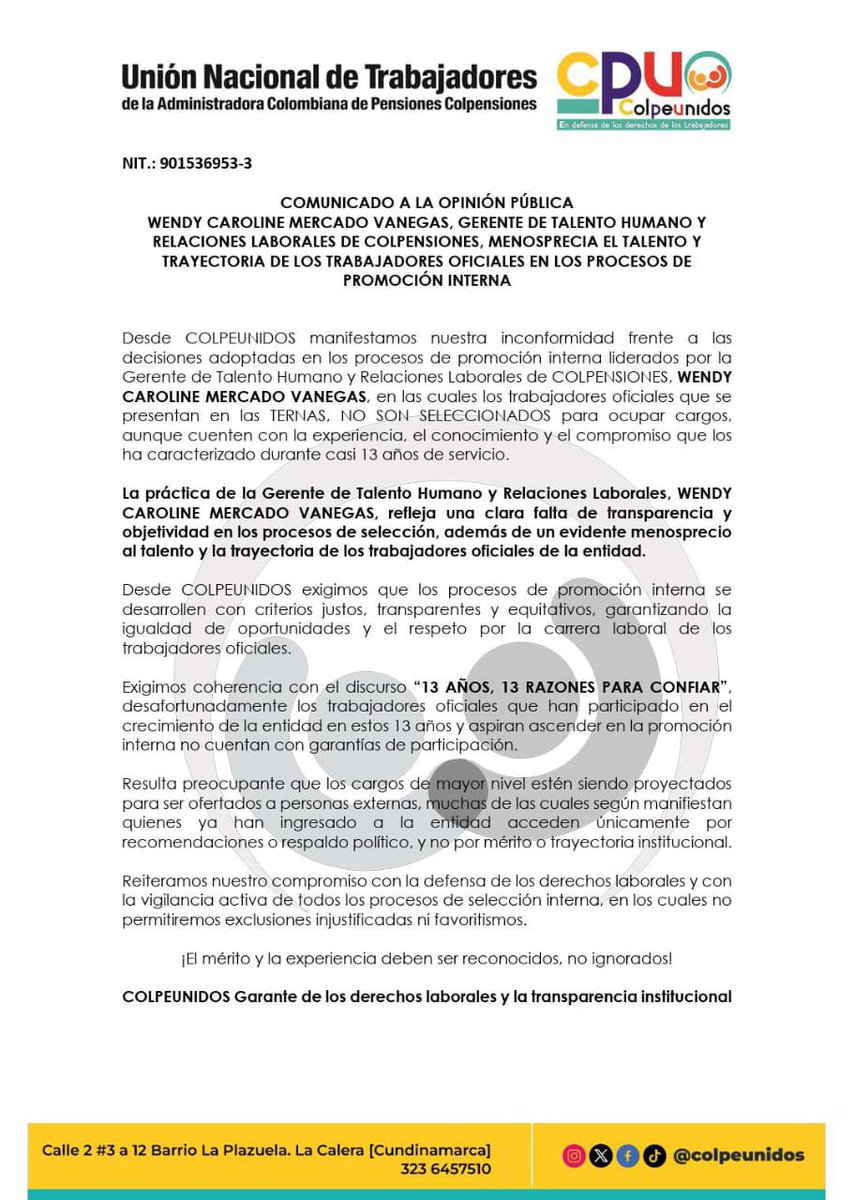 colpeunidos's tweet photo. COMUNICADO A LA OPINIÓN PÚBLICA

⬇️ Comparte https://t.co/pRL5h3K4My