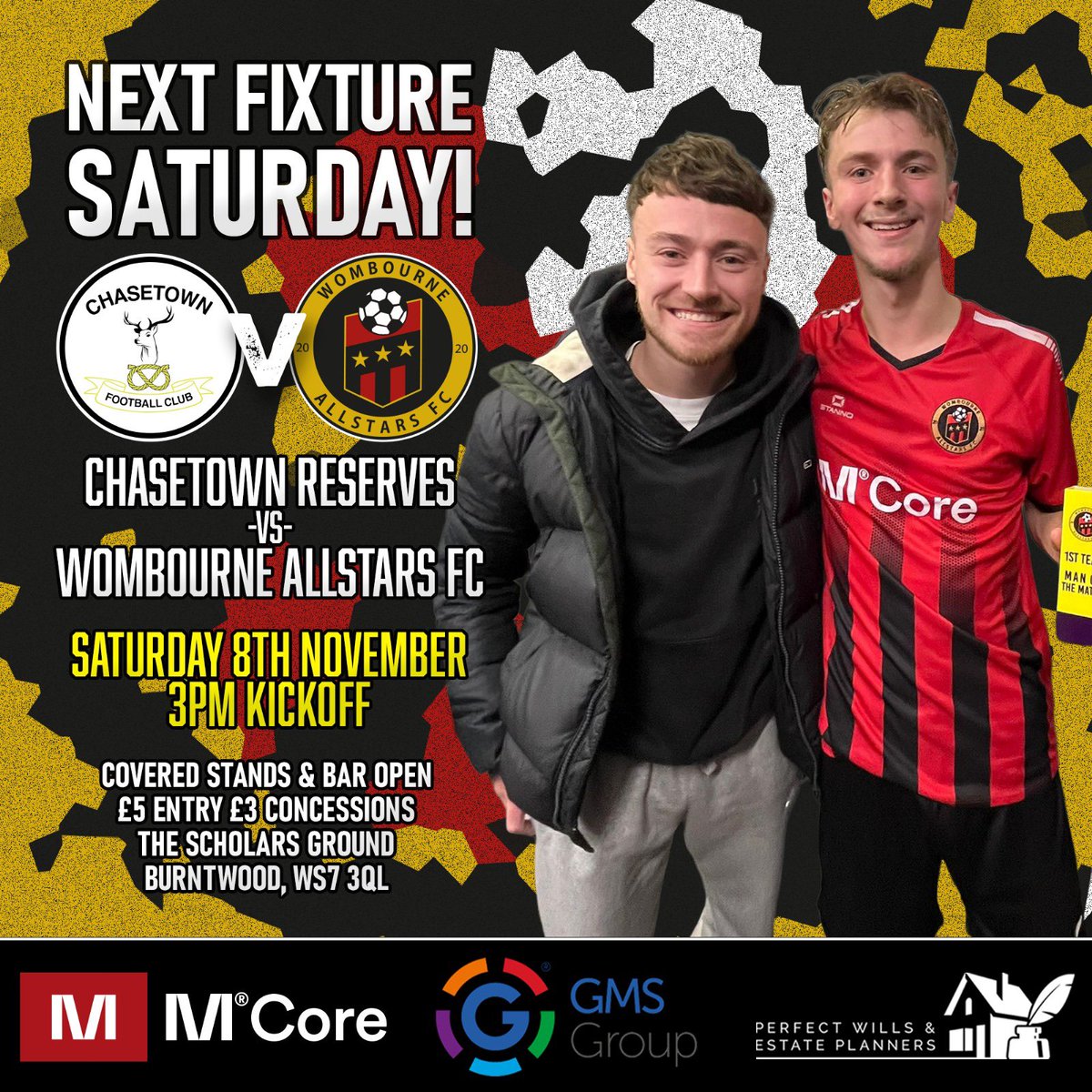 On Saturday our 1st team travel to the fantastic set up of chasetown in a top of the table clash ❤️🖤⚽️
#wombourneallstars #uptheallstars
#TogetherWeGrow #1stTeam