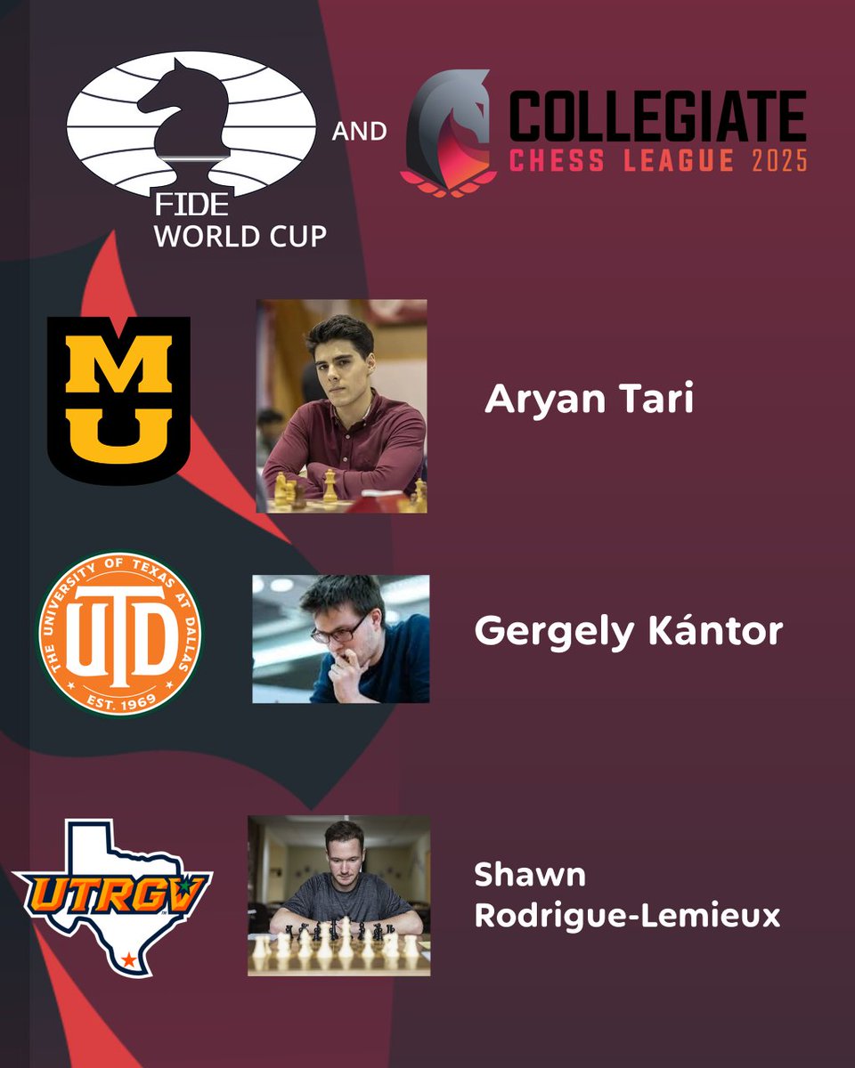 FIDE World Cup and Collegiate Chess League players!!!!