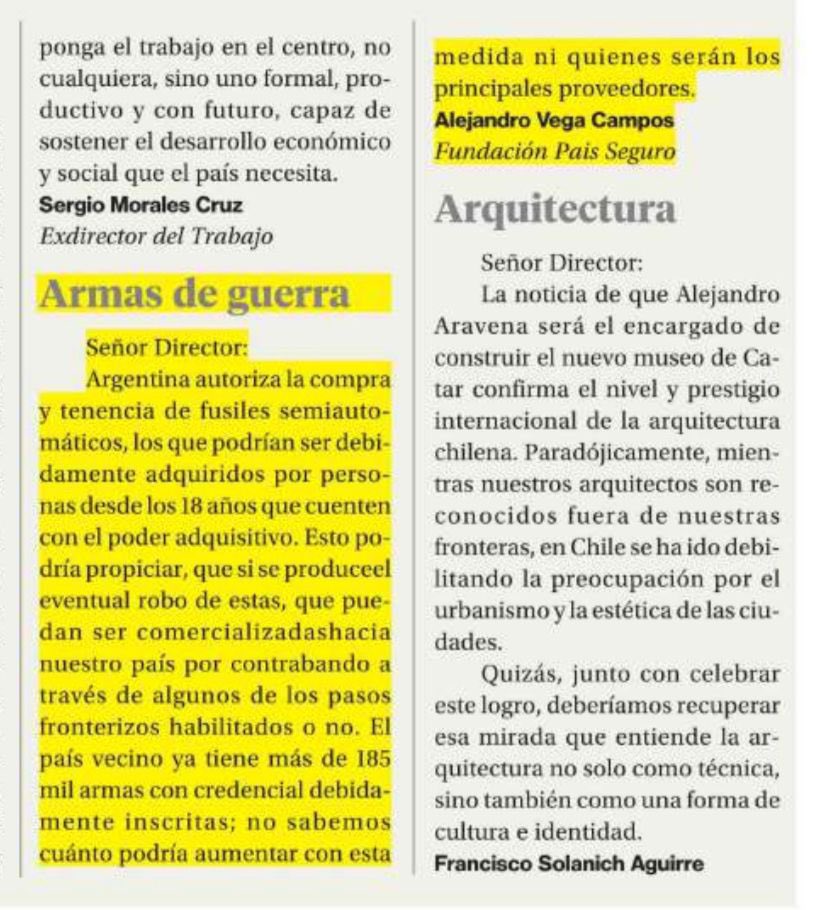 FPS_Chile's tweet image. Hoy en La Segunda “ Armas de Guerra” por Alejandro Vega, Director de Fundación País Seguro