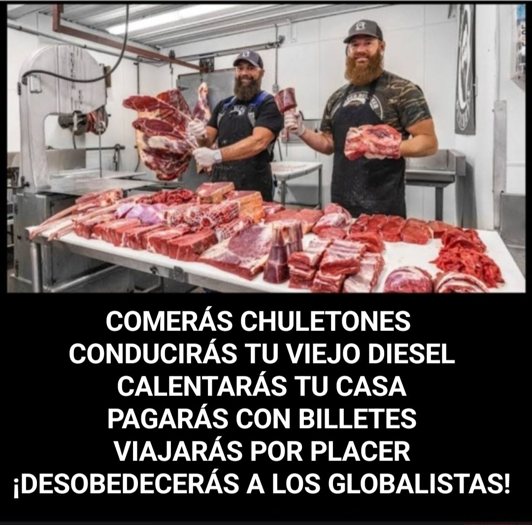Por eso quiere destruir a los Ganaderos y Agricultores con la farsa del Cambio Cl¡mático. El mayor enemigo de la Perversa Agenda 20 30 es tener hombres fuertes, con la mejor proteína y una vida estable.  
¡Están haciendo todo para destruirlos!

🔥🔥🔥🔥☄️