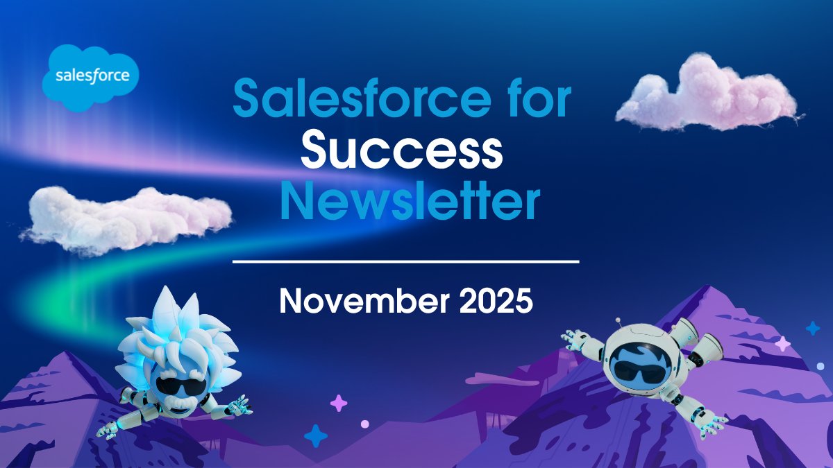 asksalesforce's tweet image. The November Customer Success Newsletter is here! ✨

Discover how Agentforce is driving record customer success, the foundational anatomy of AI agents, how to become an Agentblazer in our new virtual workshops, and much more.

Read the newsletter: sforce.co/4p0t5KM