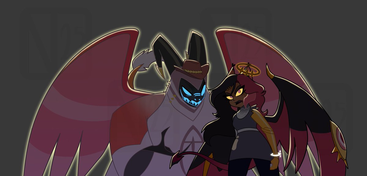 A Hazbin comm of the requestor's OCs as Adam and Lute