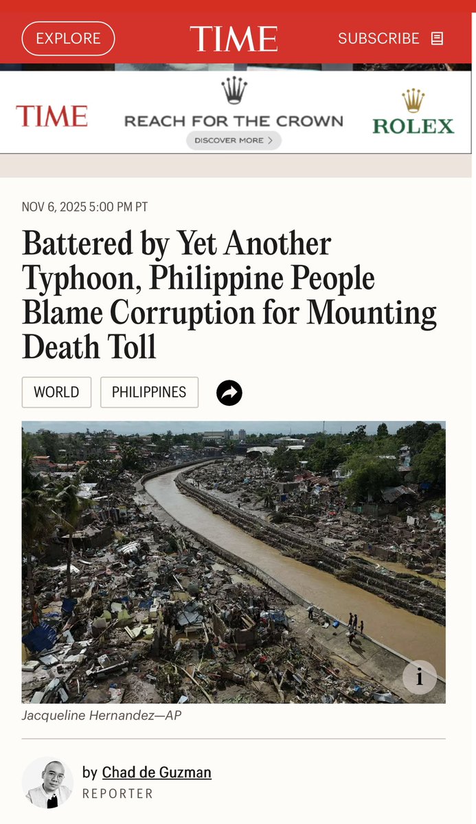 Corruption kills— the latest #TinoPH death toll is now at 180+. In my interview for <a href="/TIME/">TIME</a> , I say how this and every typhoon we endure pulls back the curtain on the egregious corruption baked into these man-made disasters. We grieve for the lives lost, but the greed and neglect