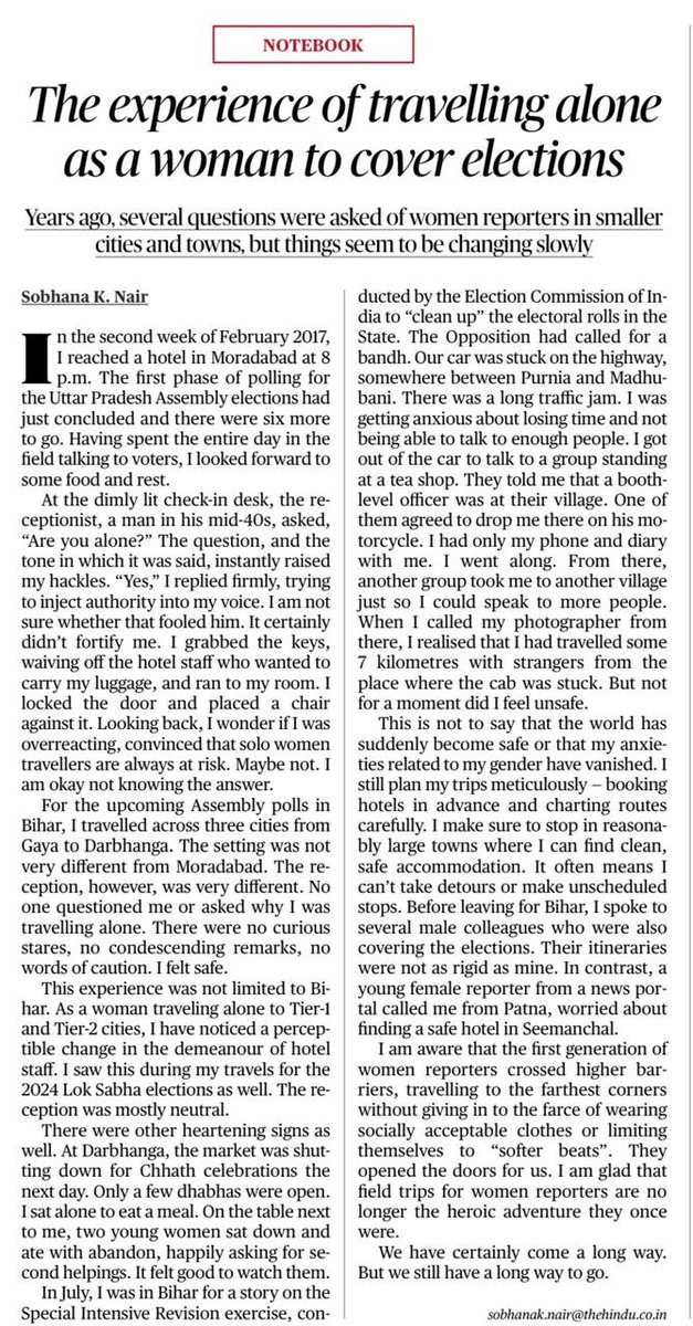 For women in research &amp; journalism, the boldest leaps require the sharpest caution. They must be both eagles—soaring high—and hedgehogs—constantly on guard. The mental load of planning for safety is a shared, exhausting tax. <a href="/SobhanaNair/">Sobhana K Nair</a>