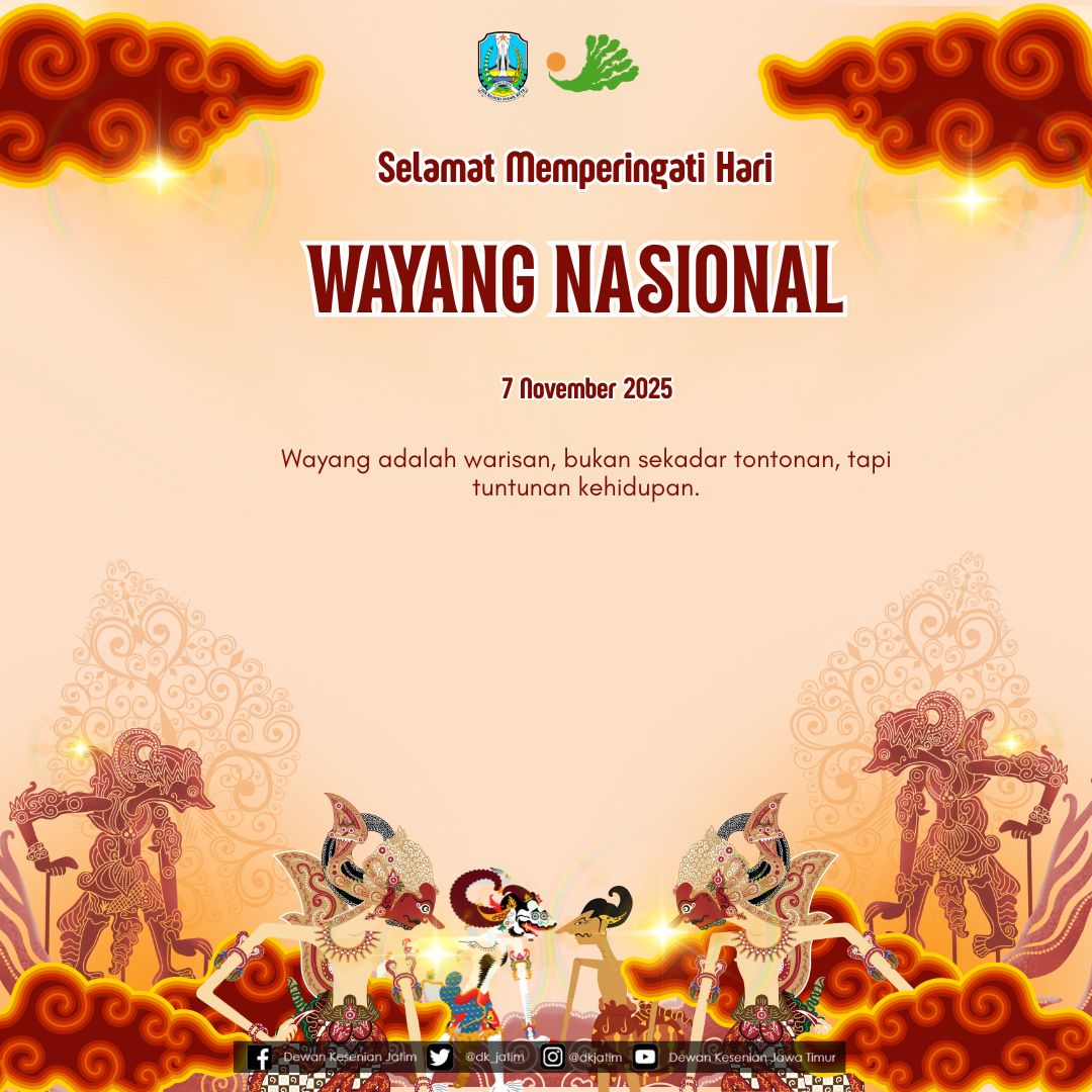dk_jatim's tweet photo. Selamat Hari Wayang Nasional! Dalam setiap goresan wayang, tersimpan nilai luhur dan filosofi kehidupan yang mendalam. Mari kita terus pelajari dan lestarikan kekayaan budaya ini.

#DKJT #HariWayangNasional #WarisanBudaya #WarisanNusantara #cintawayang #wayangkulit #wayangorang https://t.co/q8zZJLJ9J1