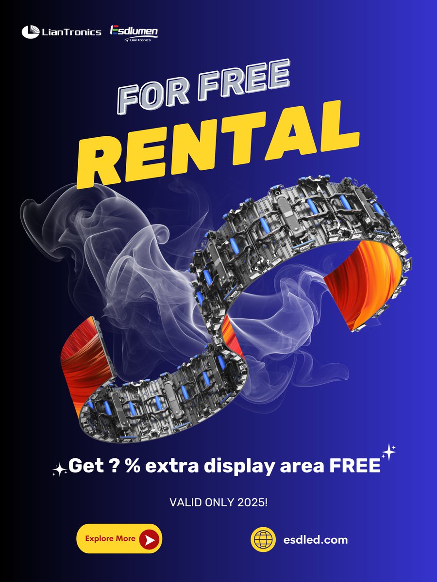 szliantronics's tweet photo. 2025 Rental Bonus is ON! 🔥 

Get extra rental screen area with every rental this year.
Questions? ➡️ sale@esdled.com

#2025Promo #RentalBonus #ScreenUpgrade2025 #PartnerAppreciation #LEDDeal #LEDPromo #EventRental #AVPros #LEDExperts #GoBigWithESD https://t.co/jh1Fy5wQp3