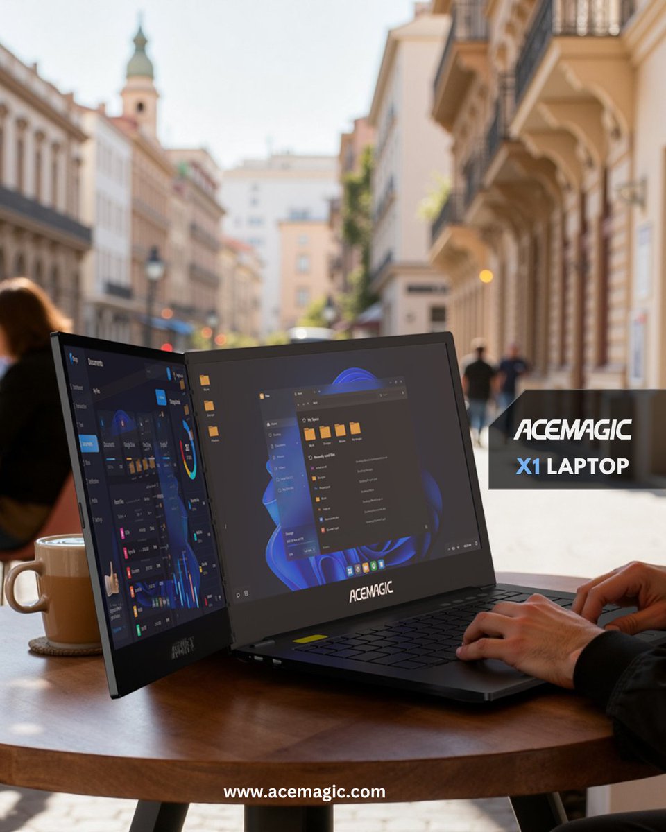Acemagic_MiniPC's tweet image. ACEMAGIC X1 Dual-Screen #Laptop⚡ Intel Core™ i7-1255U, 16GB RAM + 1TB SSD 💻💻🔥
The ACEMAGIC X1 stands out with its innovative dual-screen design. The second display folds completely behind the main screen, letting you switch seamlessly between single-screen and dual-screen…