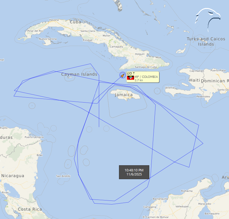 FlconEYES's tweet image. LIO T 9282998
90 días de navegación en el mapa. 
#Furtive #tanker #Oil #oilandgas #Diesel #Gas 
#VesselAlert #AIS #Maritime #OSINT #6Nov