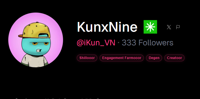 iKun_VN's tweet photo. GM
I have reached 333 followers on X 🔥
I am Shillooor 
I am Engagement Farmooor
I am Degen
I am Creatoor
Doing everything to earn more Xeet 👀
Thanks to everyone who followed me ❤️
#Abstract $VALAN #ClickGame #XEET $WOWSTR https://t.co/22vhHTz7m4